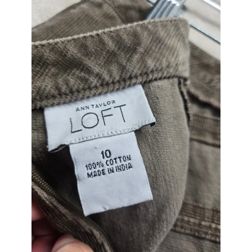 Ann‎ Taylor LOFT Brown Corduroy A-Line Skirt Chevron Cotton 10 Preppy Western